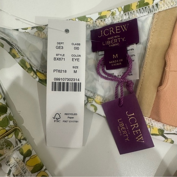 Jcrew Liberty Fabric Halter Top and High Waisted Botton Swim Bikini Green Yellow - Picture 7 of 9